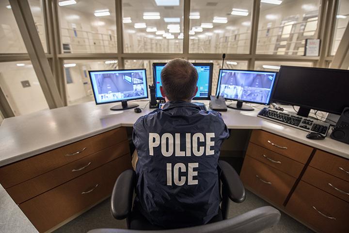 An ICE ERO officer monitors a detention facility in Buffalo, NY